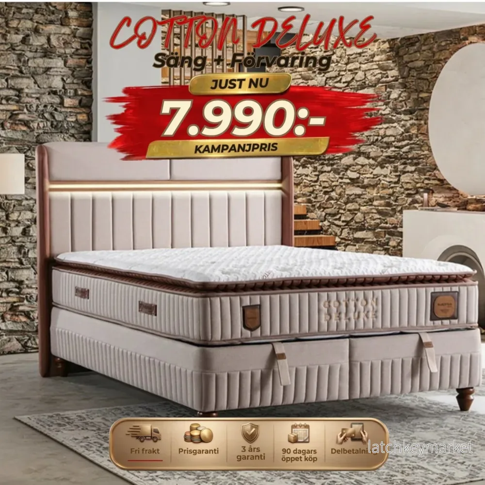 Cotton Deluxe Säng-Huvudgavel-Förvaring