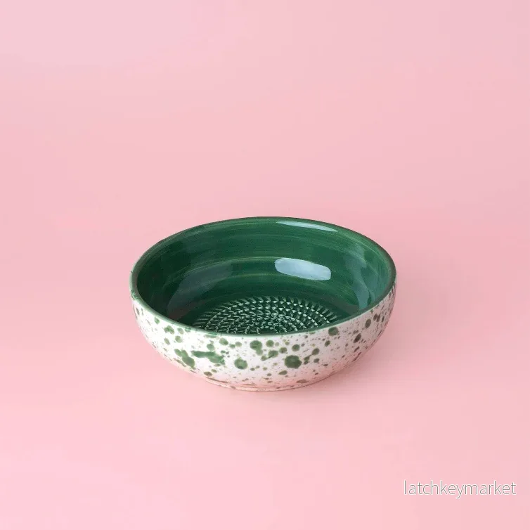Garlic Grater Plate - Medium Ceramic Green - Jade