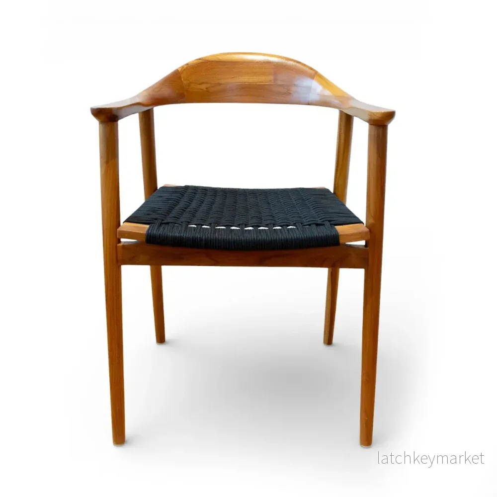 Karmstol Jessie i teak flätad sits svart - Bild 2
