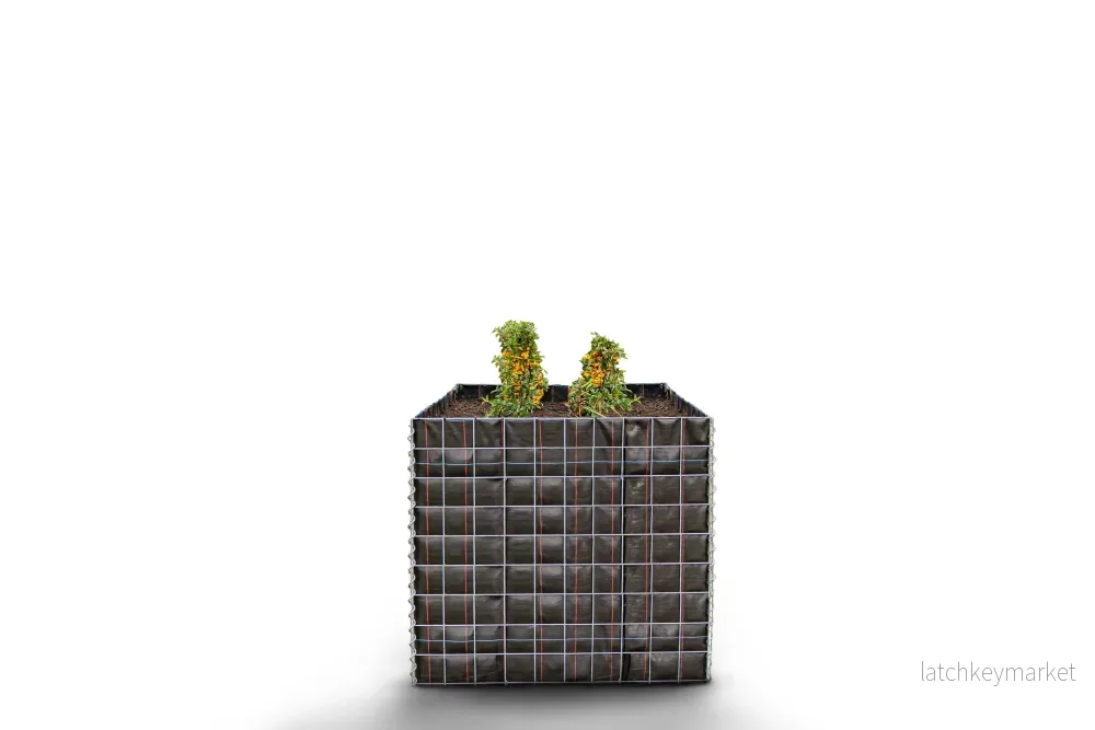 Högbädd, fyrkantig utan stenområde – Längd: 100 cm – Höjd: 90 cm – Djup: 100 cm – Maskstorlek: 10 x 10 cm