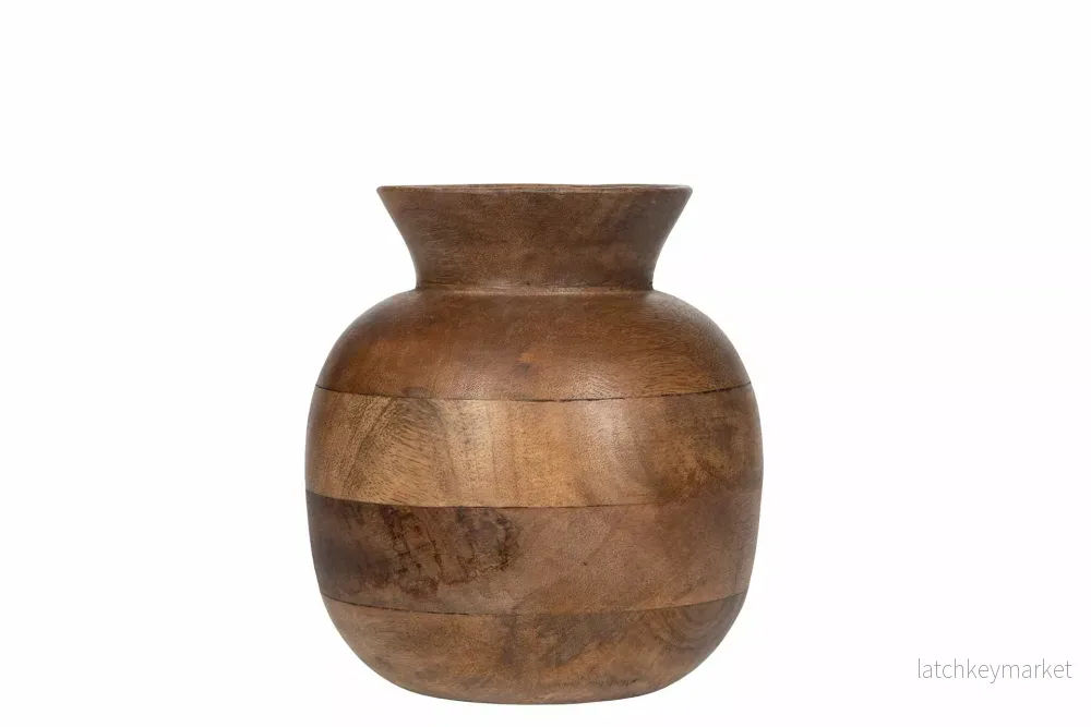 Dekorativ Vas Lucky Trä Brun Ø18x21cm HH REA Dekorativ Vas Lucky Trä Brun Ø18x21cm HH REA