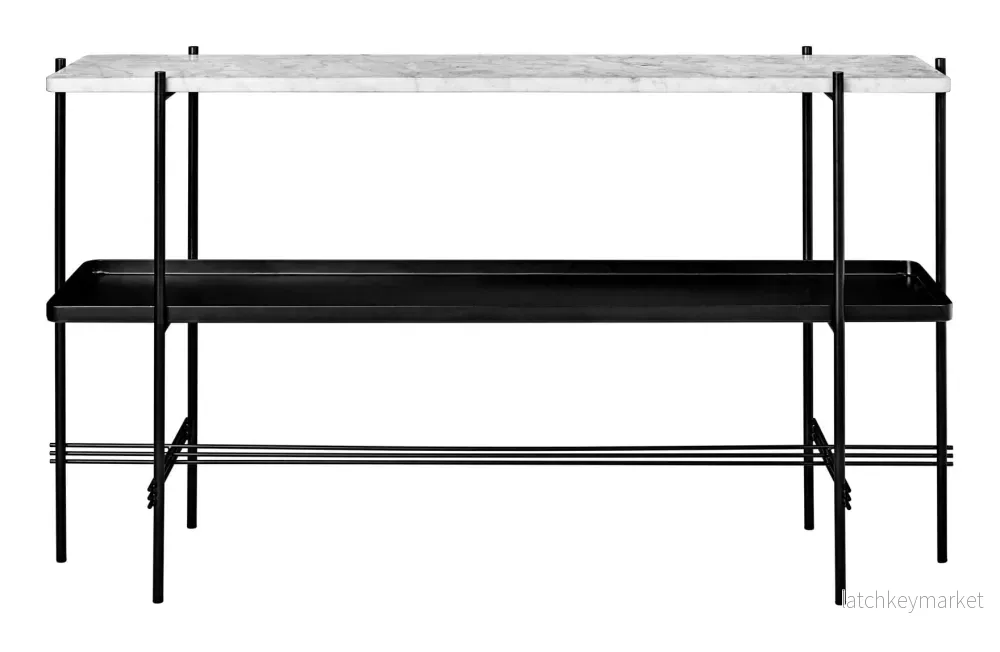 TS Console Rectangular 2 Racks With Tray Black Frame
