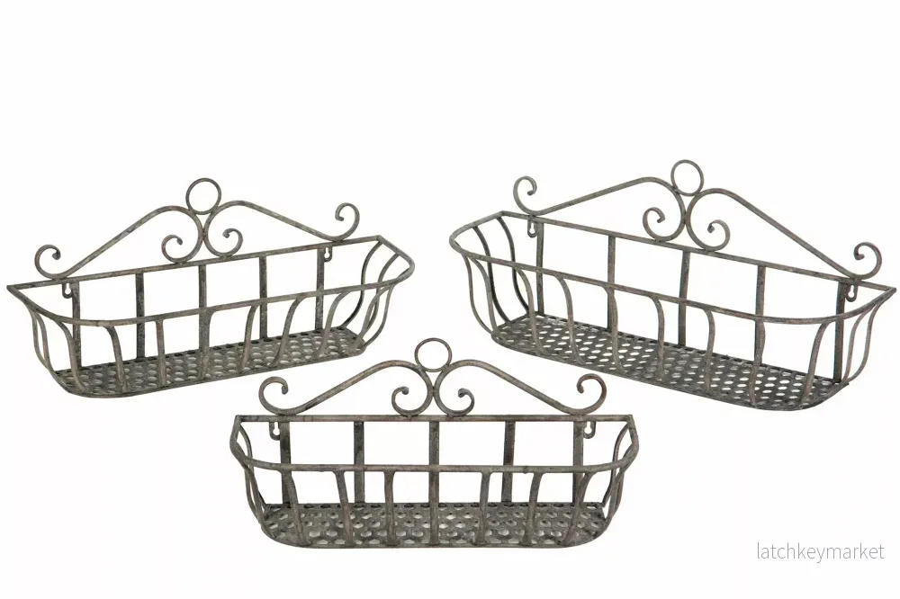 Blomkruka Utomhus Blomlåda Vägg korg 3-pack Antik HH Blomkruka Utomhus Blomlåda Vägg korg 3-pack Antik HH