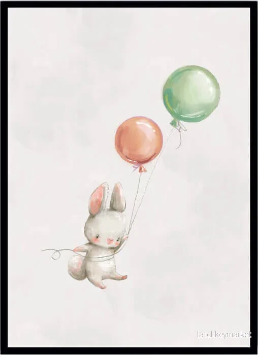 Barntavla Rabbit & red balloon