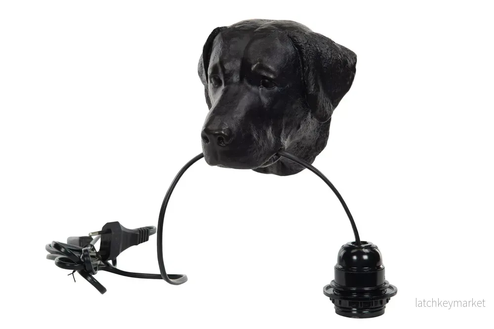 Vägglampa Hund Svart Brun 12x13cm HH Vägglampa Hund Svart Brun 12x13cm HH
