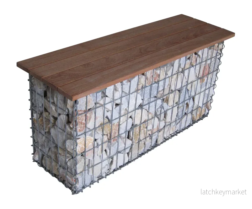 Trädgårdsbänk med spiralformad gabion CUMARU MW 5 x 10 cm 105 x 50 x 30 cm - Bild 2
