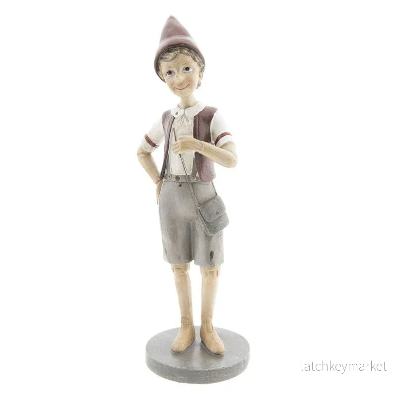 Dekoration Pinocchio 30 cm Grå Röd Polyresin REA Dekoration Pinocchio 30 cm Grå Röd Polyresin REA