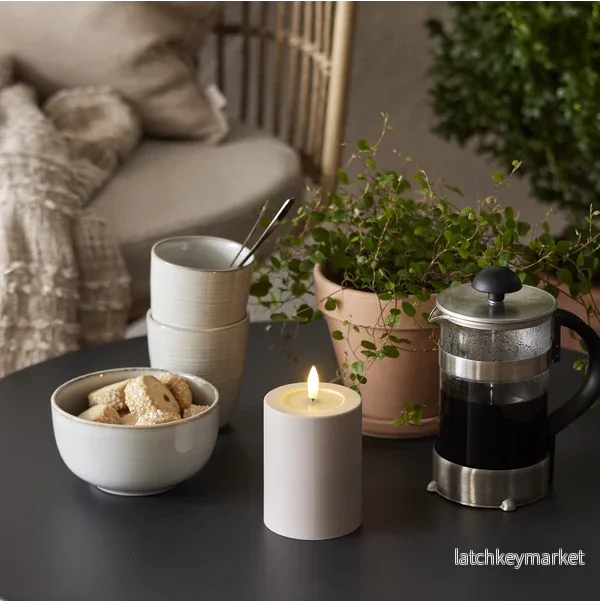 Batteridrivet LED Blockljus UTOMHUS Flamme Soft Beige 12,5 cm - Bild 3
