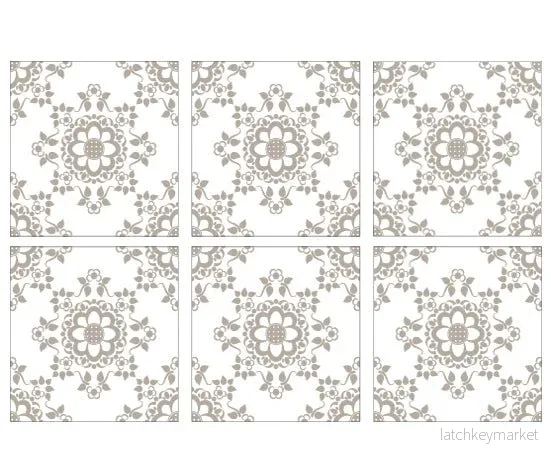 Kakeldekor viktoriansk blommor beige 2 - Bild 3