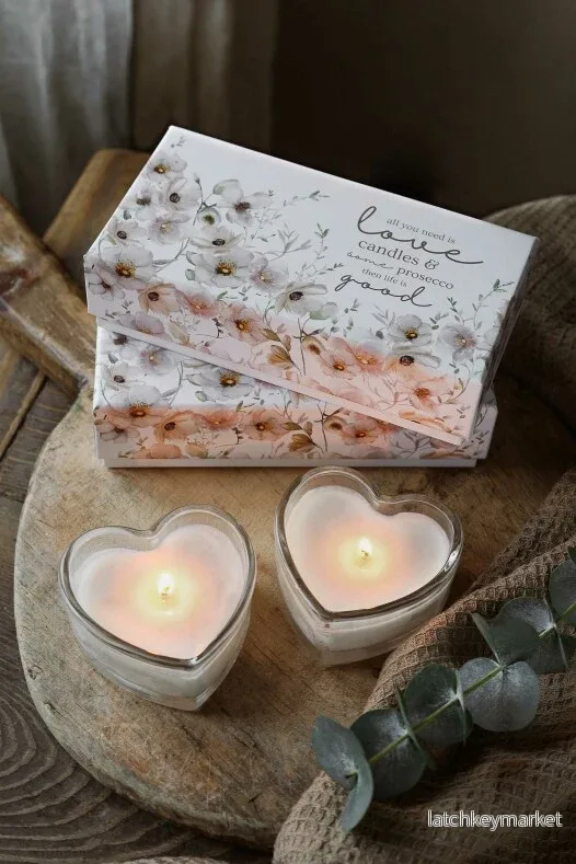 Majas Doftljus – 2 set, Love, Candles & Prosecco, hjärtanform