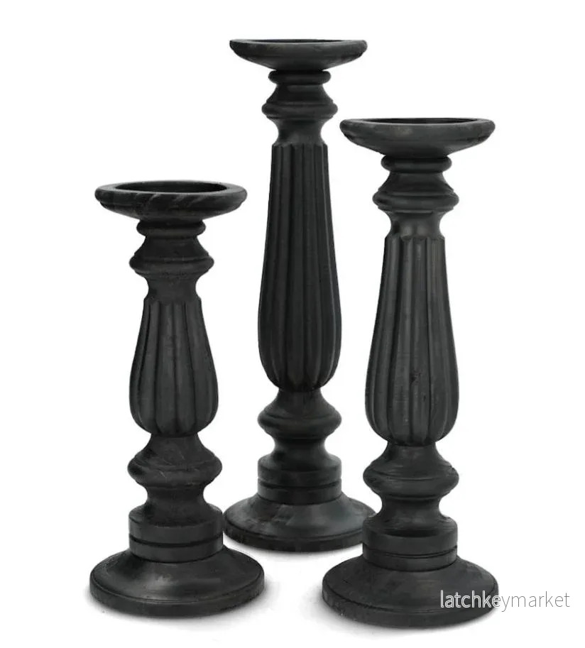 Ljusstake Trä 3-pack 30/35/40 cm Svart Ljusstake Trä 3-pack 30/35/40 cm Svart