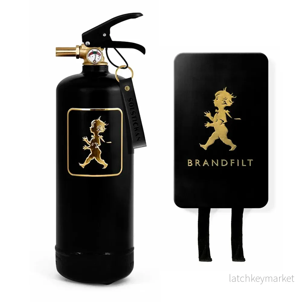Paket Solstickan brandsläckare & brandfilt svart/guld