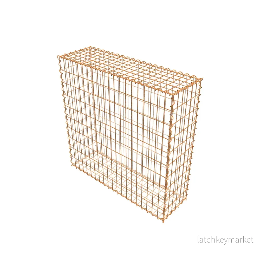 Rostig gabion 100 cm x 100 cm x 30 cm (L x H x D), maskstorlek 5 cm x 10 cm, spiral - Bild 2
