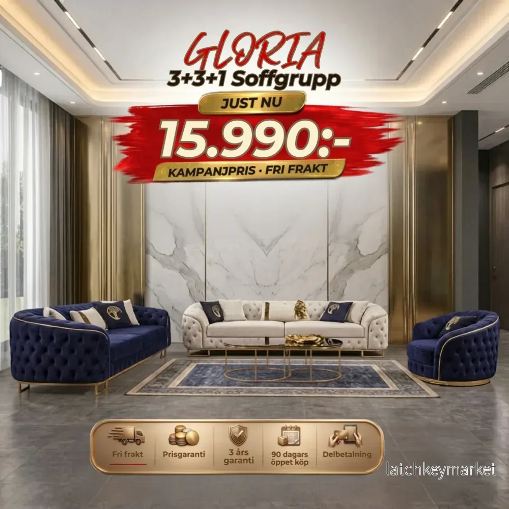 💥Gloria 3+3+1 Soffgrupp ⏳Specialerbjudande | Endast 4 kvar 💥Gloria 3+3+1 Soffgrupp ⏳Specialerbjudande | Endast 4 kvar