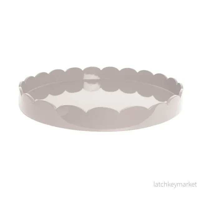 Scalloped Round Large Tray Beige Scalloped Round Large Tray Beige