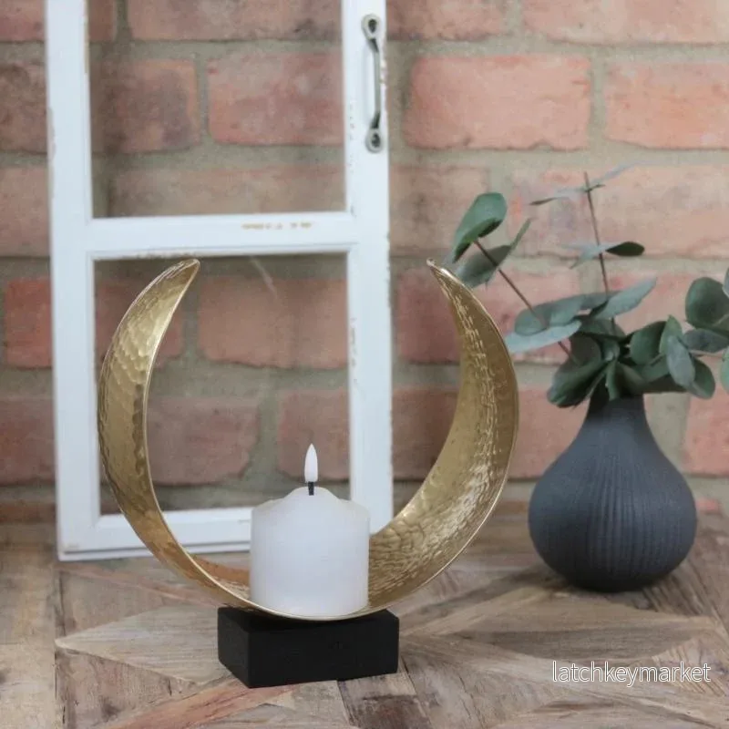 Ljuslykta Metall Moon Dekoration Guld 25,5x10x26 cm REA Ljuslykta Metall Moon Dekoration Guld 25,5x10x26 cm REA