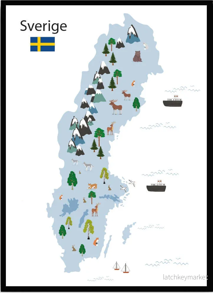 Barntavla - Sverigekarta blå