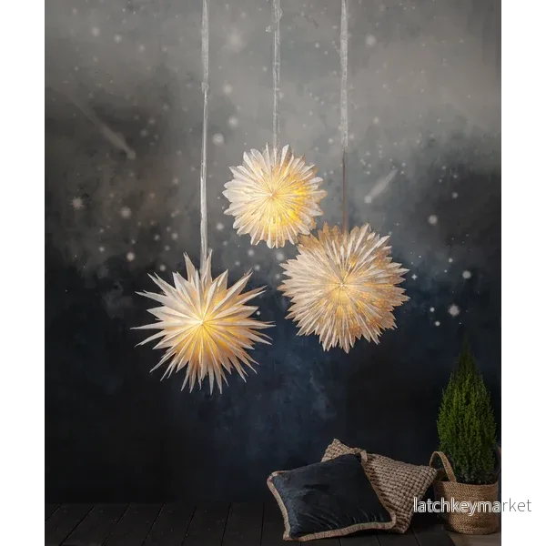 Adventsstjärna Pappersstjärna återvunnen bomull .60 cm vit - Bild 3