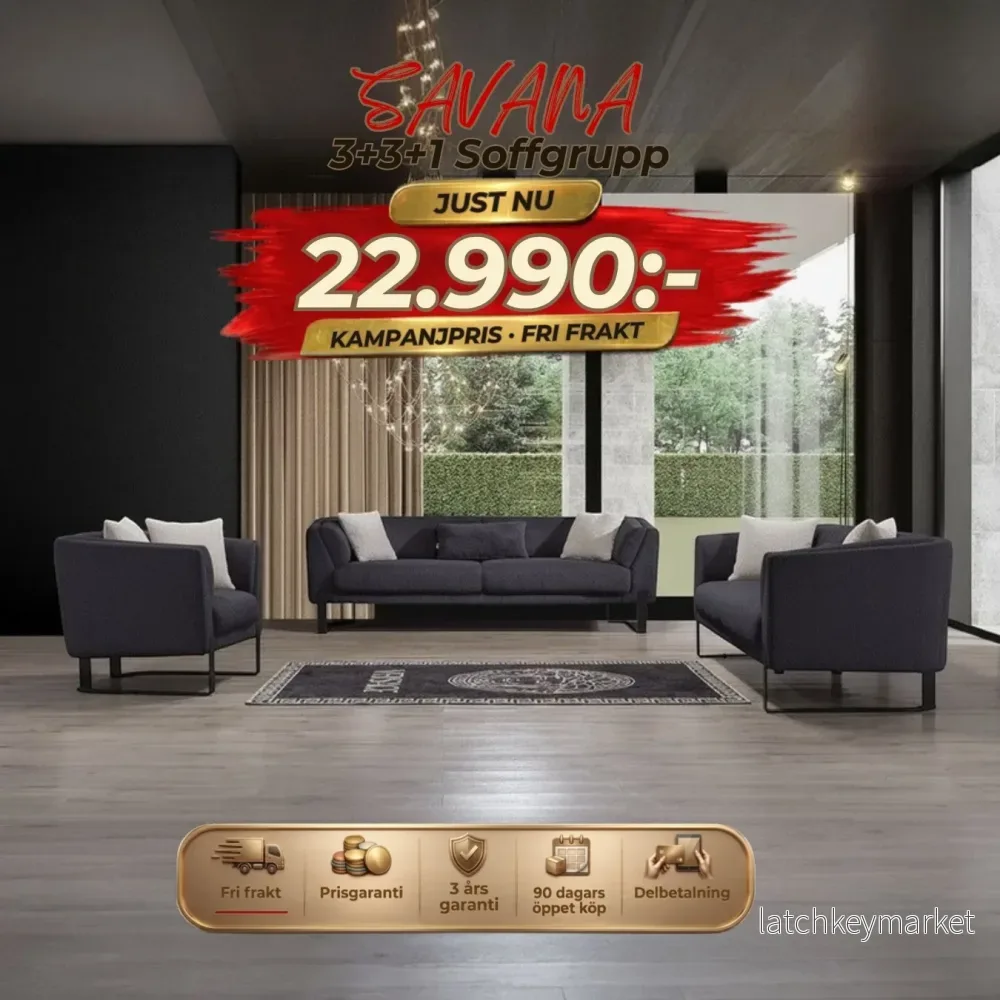 💥Savana 3+3+1 Soffgrupp ⏳Snabb leverans | Endast 4 kvar