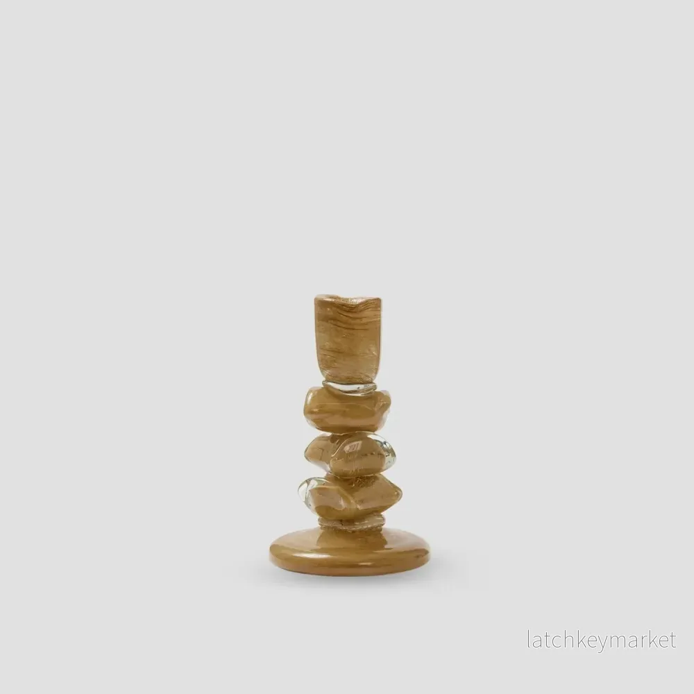 Ljusstake Carmella i beige glas Small