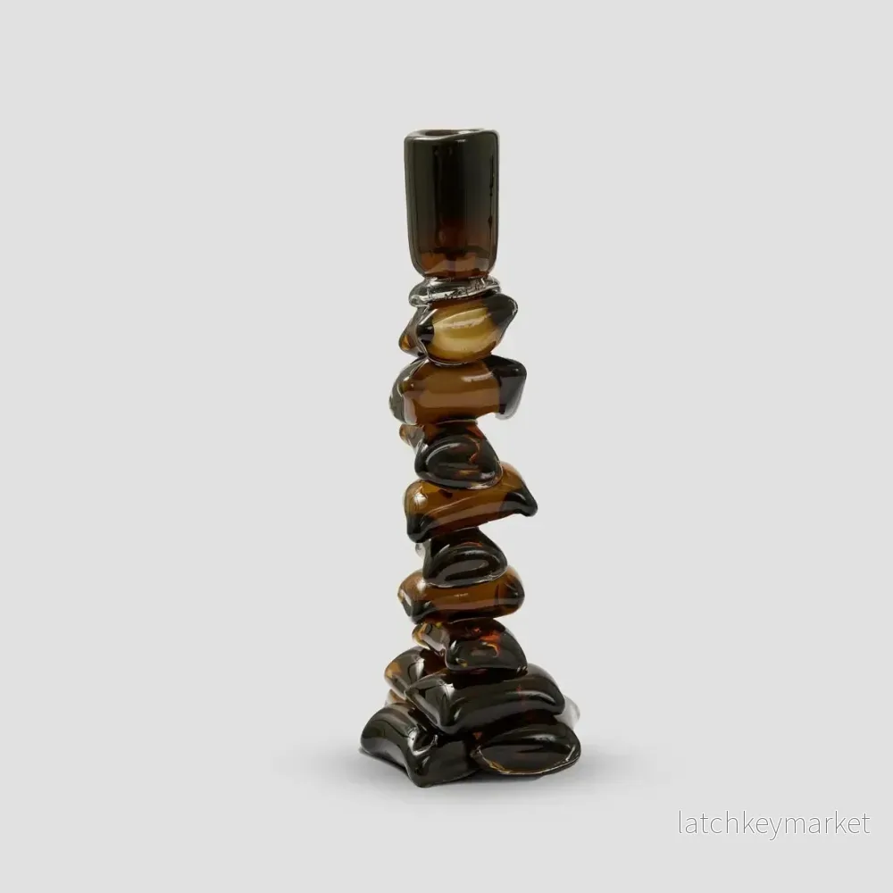Ljusstake Carmella i brunt glas Large Ljusstake Carmella i brunt glas Large