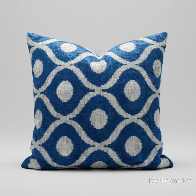 Kuddfodral silkessammet Les Ottomans Blå Ikat Kuddfodral silkessammet Les Ottomans Blå Ikat