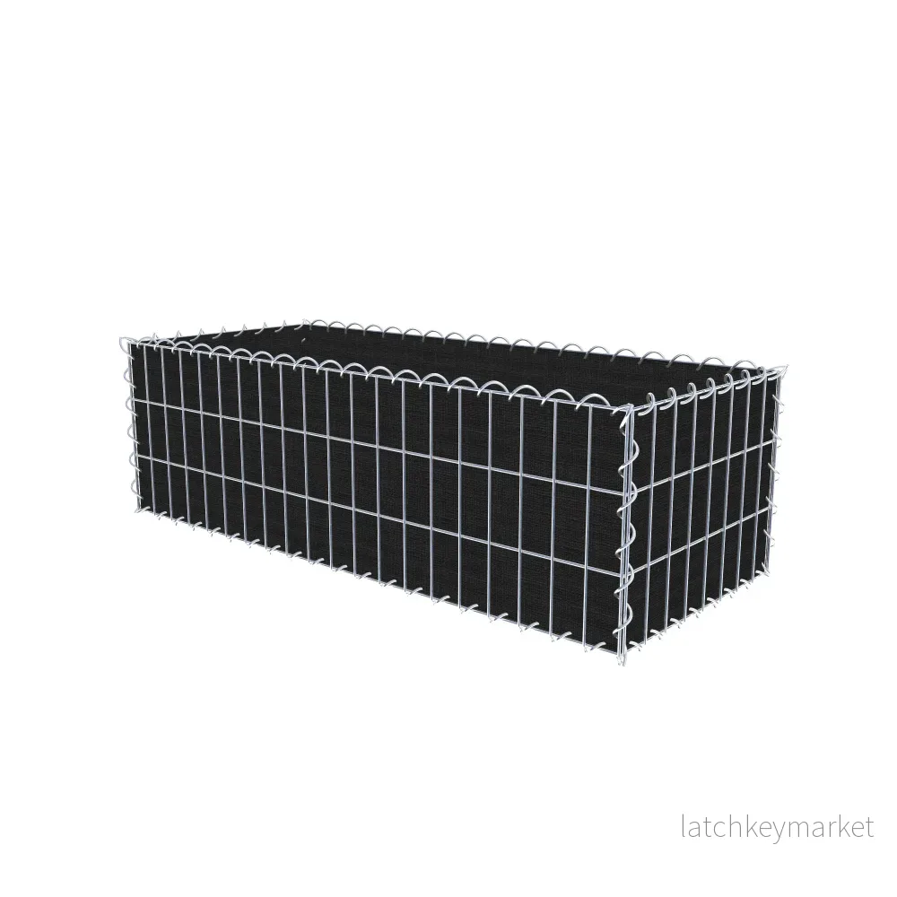 Grön gabion med fleece 100 cm x 30 cm x 40 cm (L x H x D), maskstorlek 5 cm x 10 cm, spiral - Bild 2