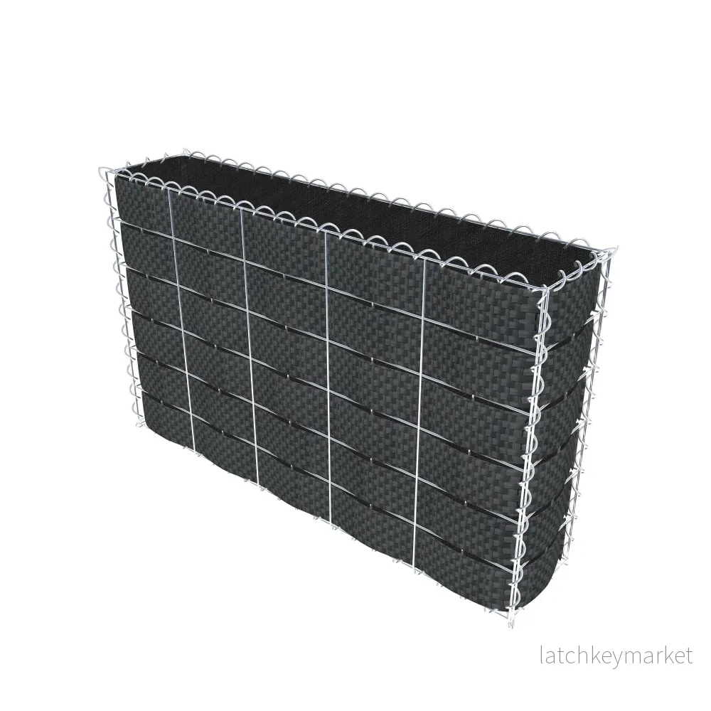 Grön gabion med fleece & insynsskydd 100 cm x 60 cm x 20 cm (L x H x D), maskstorlek 10 cm x 10 cm, spiral - Bild 2