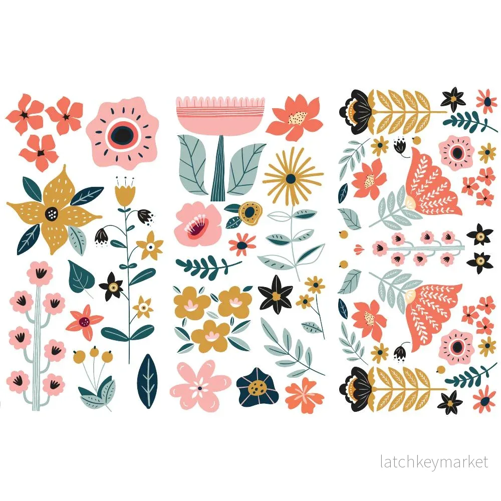 Dekortransfer Doodle flowers Dekortransfer Doodle flowers