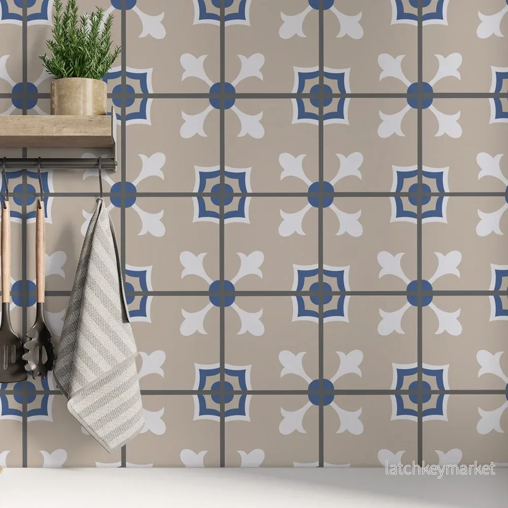 Kakeldekor marockansk beige & blå