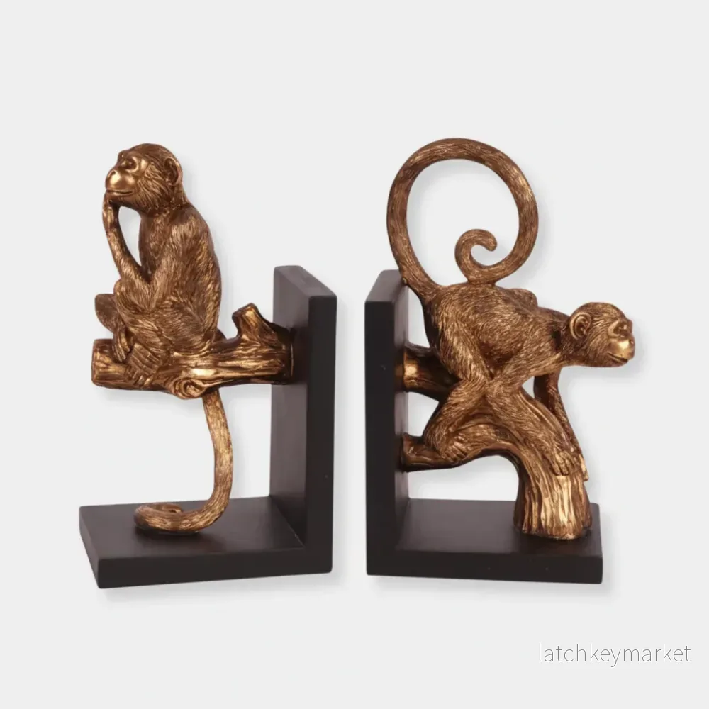 Bokstöd apa i resin 1 par – 20 cm.
