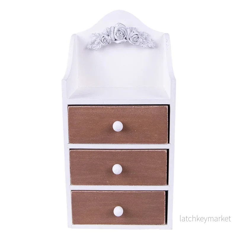 Hylla med lådor på bord 13x9x27 cm Vit Brun MDF REA Hylla med lådor på bord 13x9x27 cm Vit Brun MDF REA