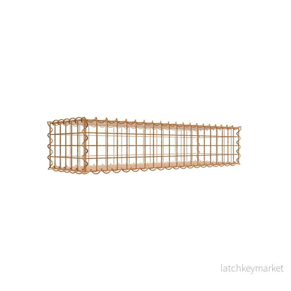 Rostig gabion 100 cm x 20 cm x 30 cm (L x H x D), maskstorlek 5 cm x 5 cm, spiral
