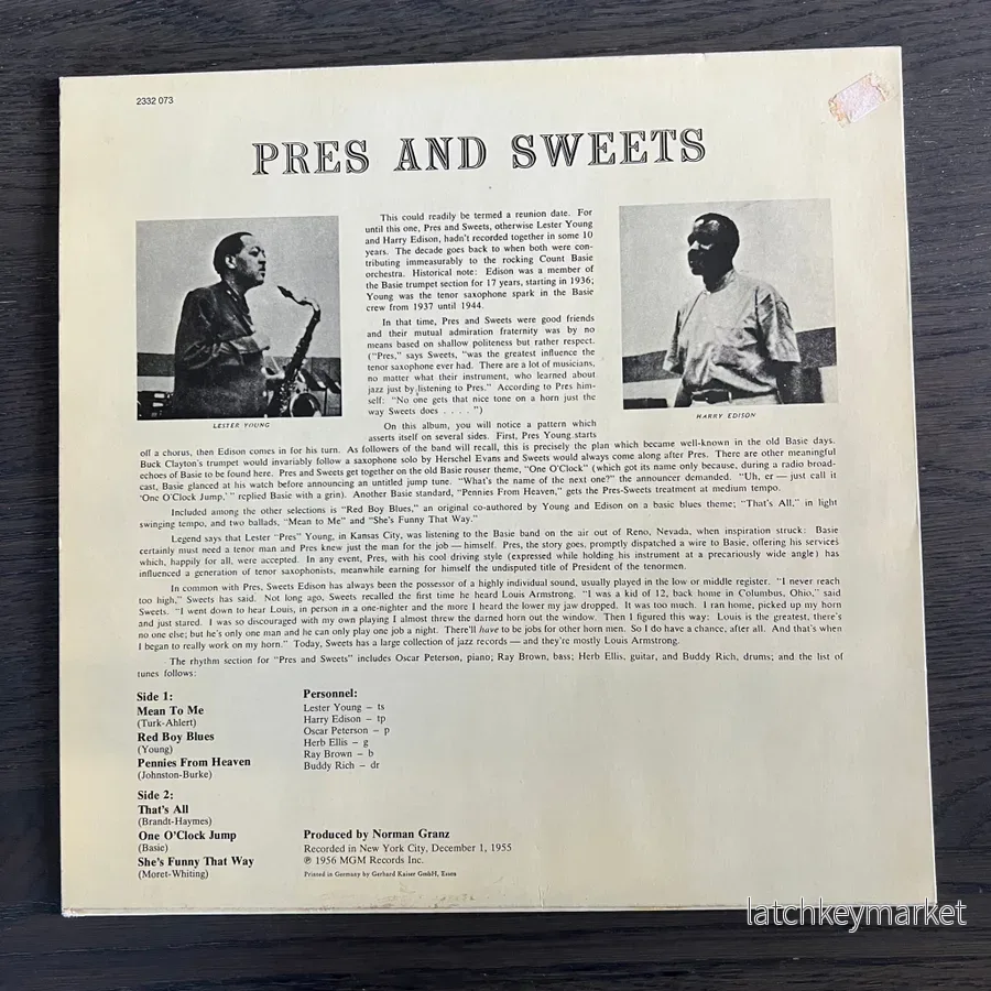 Lester Young/Harry Edison - Pres&Sweets 1956/Jazz - Bild 2