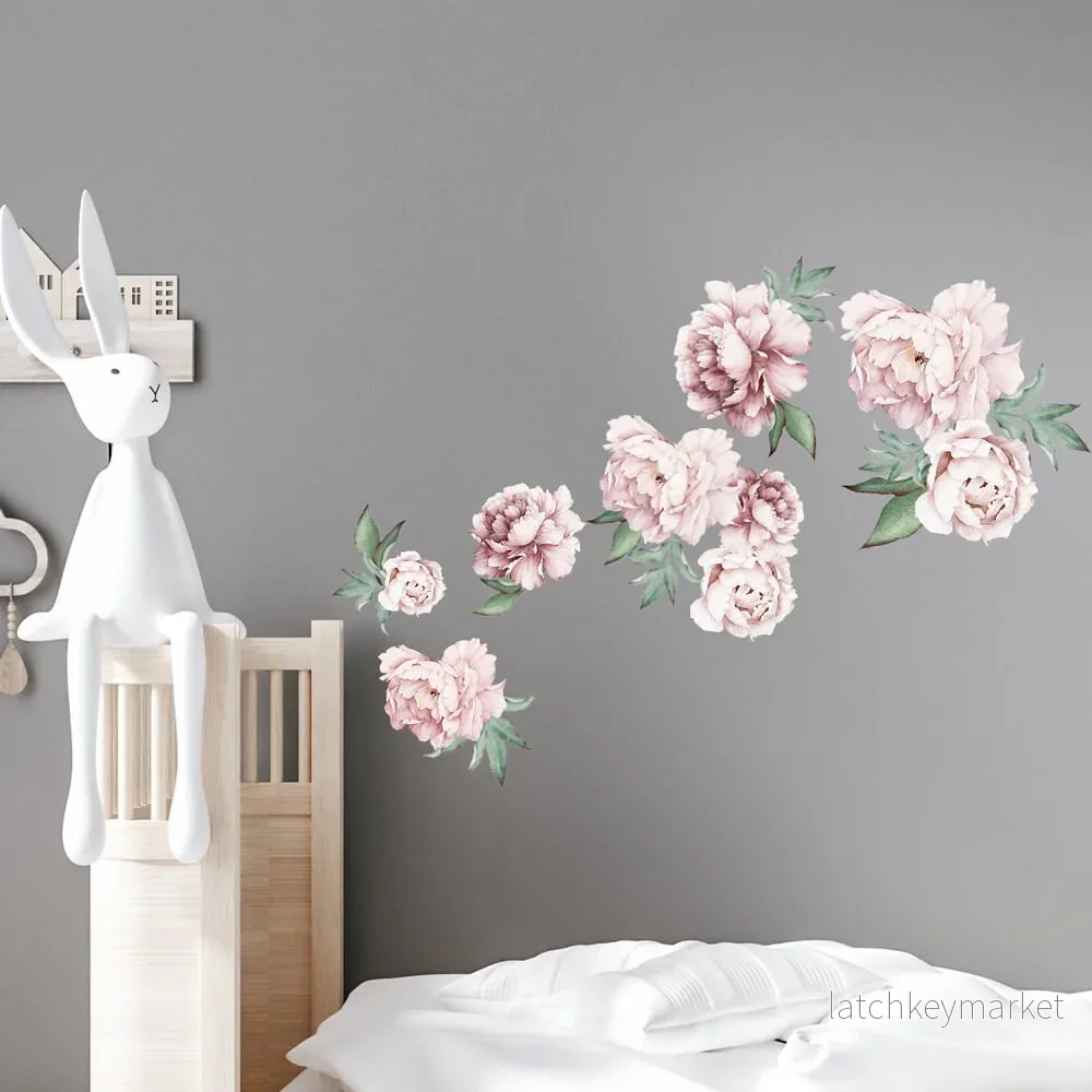Väggdekor Pioner rosa