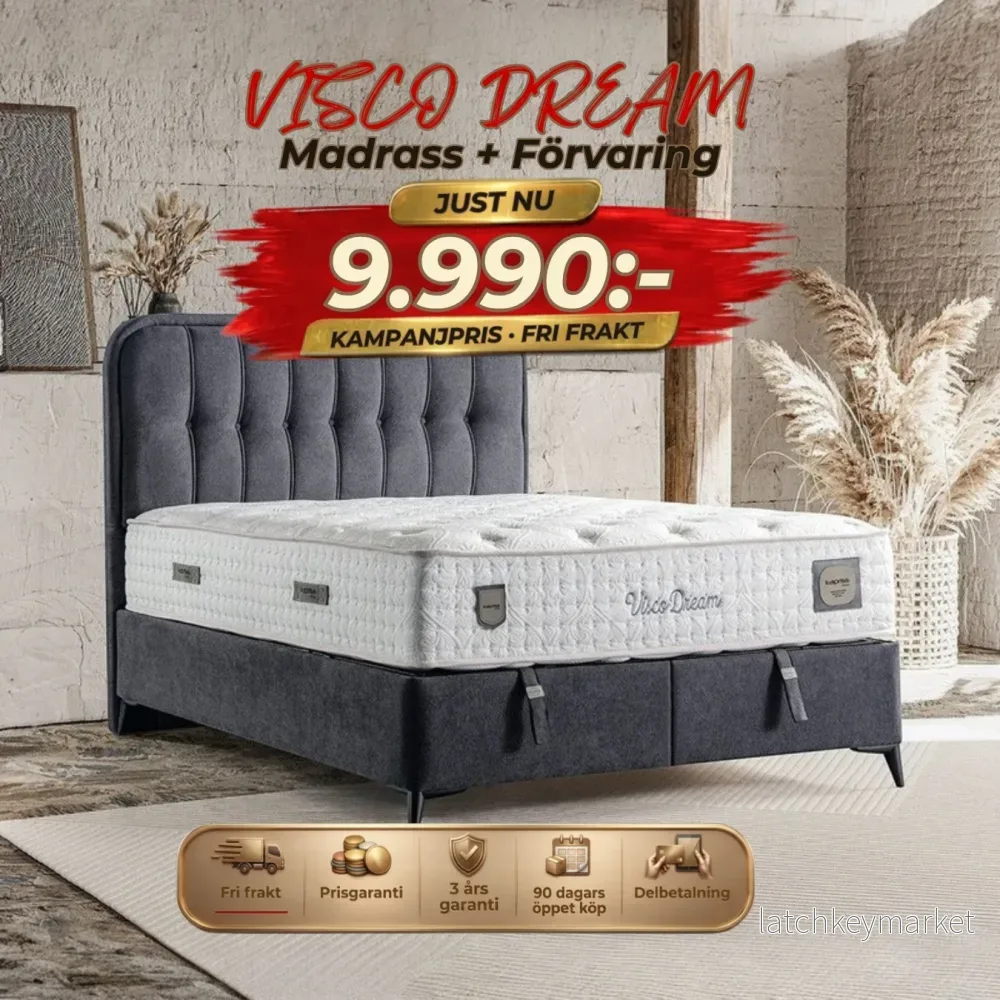 Visco Dream Säng-Huvudgavel-Madrass-Förvaring Visco Dream Säng-Huvudgavel-Madrass-Förvaring