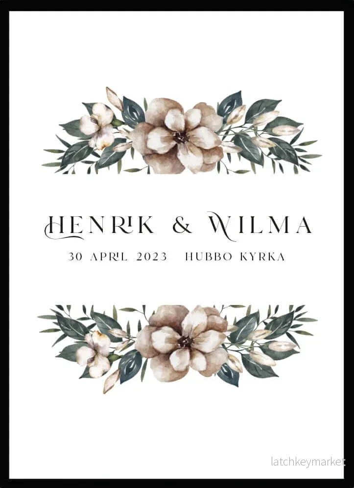 Bröllopstavla Blomster ram Bröllopstavla Blomster ram