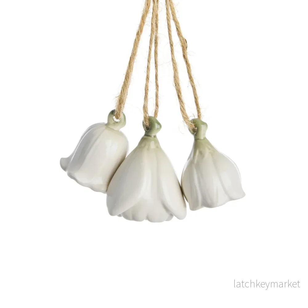 Dehlia set med 3 blomdekorationer Off White