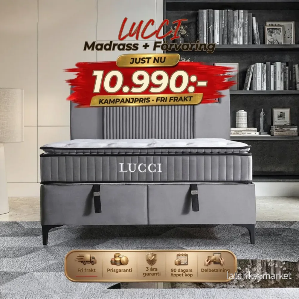 Lucci Säng-Huvudgavel-Madrass-Förvaring Lucci Säng-Huvudgavel-Madrass-Förvaring