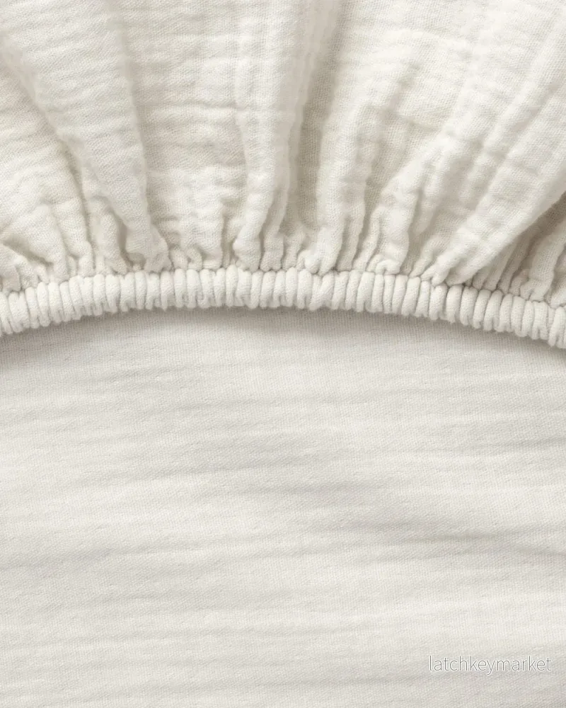 Muslin Dra-På-Lakan, Eggshell, 180x200 cm - Bild 2