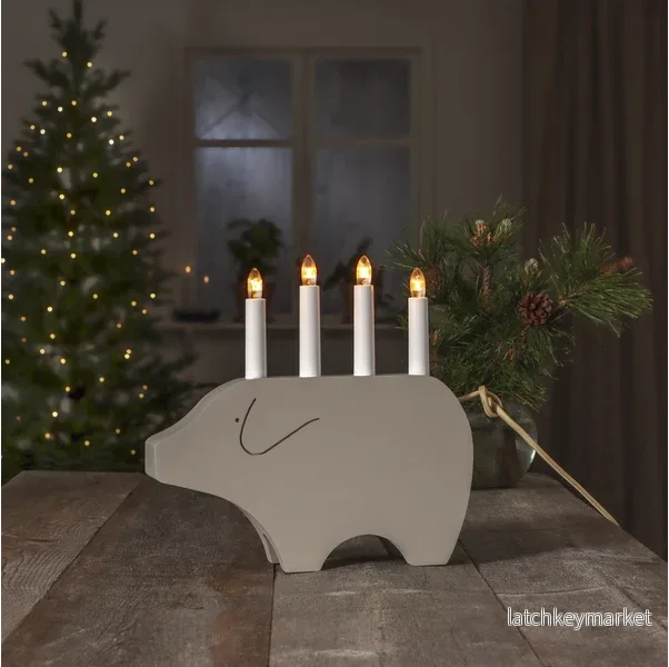 Adventslysestake Julegris 28,5 cm Beige Adventslysestake Julegris 28,5 cm Beige