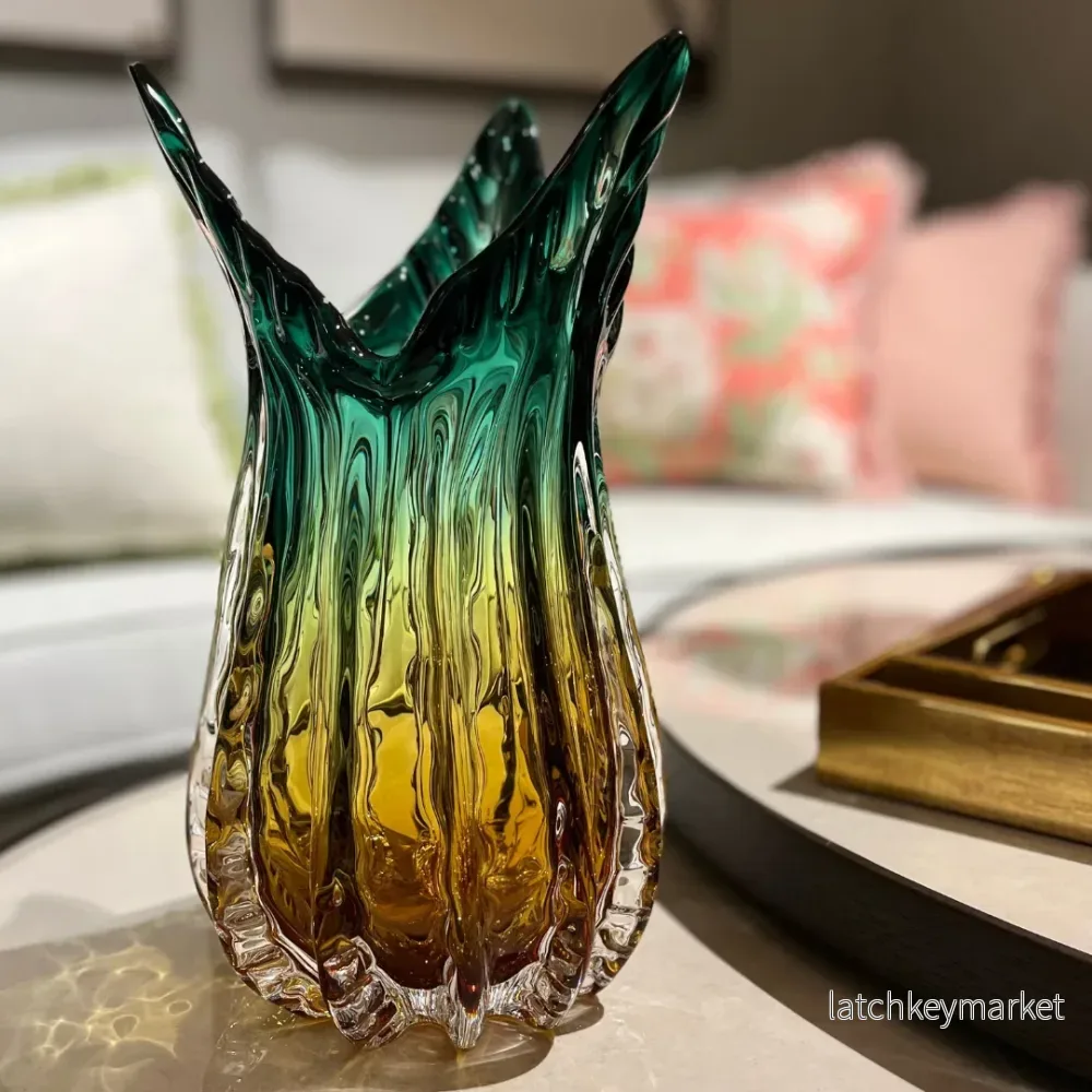 Grön/bärnstensfärgad glasvas Ankara Grön/bärnstensfärgad glasvas Ankara