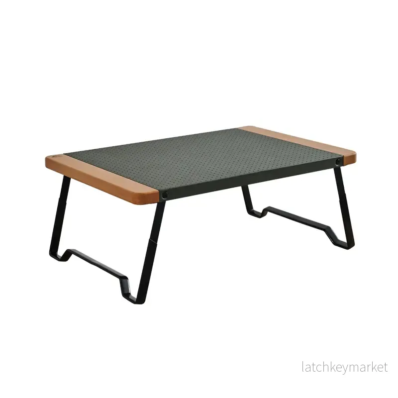 Kompakt campingbord, lätt aluminium och trä