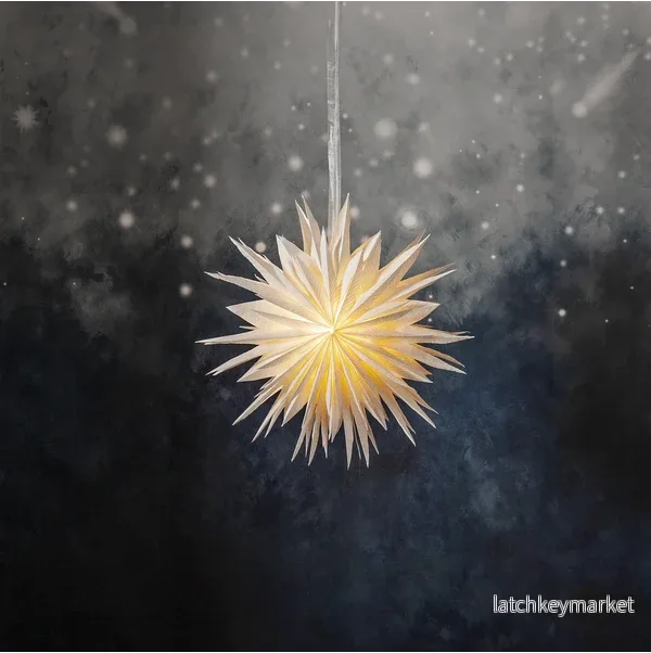 Adventsstjärna Pappersstjärna återvunnen bomull .60 cm vit - Bild 2