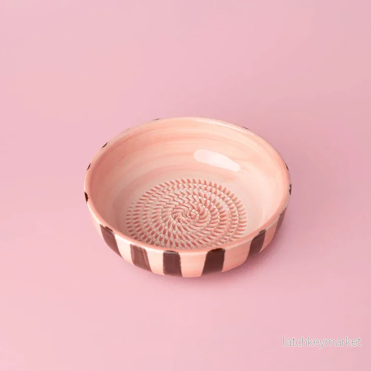 Medium Vintage Pottery Grater Bowl Pink and Brown -Chocolate - Bild 2