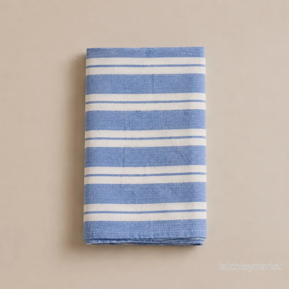 Kitchen Towel French Linen Large Blue Stripes Kitchen Towel French Linen Large Blue Stripes