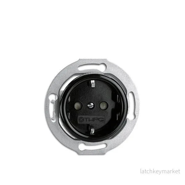 Vägguttag svart bakelit