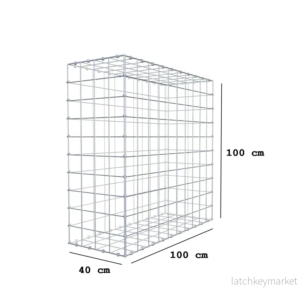 Gabion 100 cm x 100 cm x 40 cm (L x H x D), maskstorlek 10 x 10 cm, spiralring - Bild 2