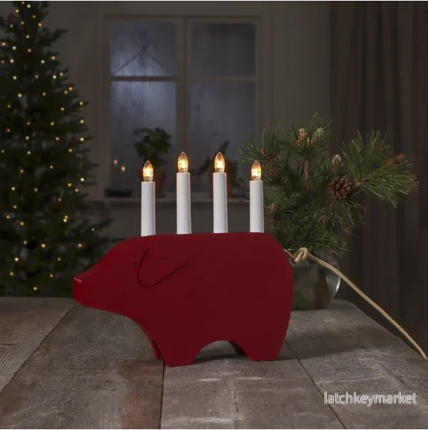 Adventsljusstake Julgris 28,5 cm Röd Adventsljusstake Julgris 28,5 cm Röd