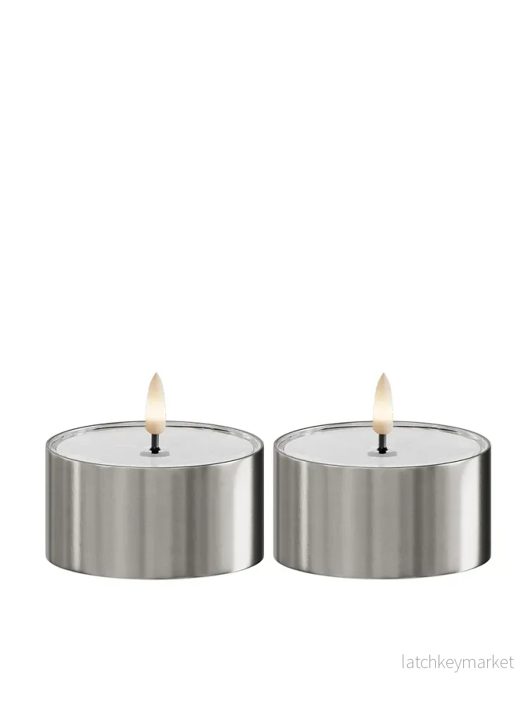 Led Värmeljus 8 cm, 2-pack, UTOMHUS, Silver